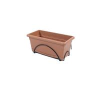 Plastiken Jardiniere 40x20cm Avec Plateau Et Support Balcon - Terracotta Marron