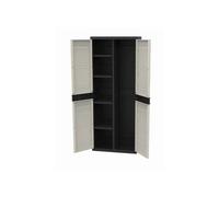 Titanium PLASTIKEN Armoire 2 Portes avec étageres et penderie l70 x p44 x h176 cm Beige et Noire Gamme Titanium Intérieur/Ext.