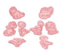 Plastique Emporte-pièce Dinosaure Rose 3d 8 Pièces | Pratique, Sûr et Facile à Nettoyer, Usage en Pâtisserie Professionnelle, pour Voyages en Voiture