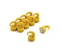 Plastique Jaune Mini Crochets Magnétiques Pour Réfrigérateur, Bureau, Tableau Blanc, Tableau D'Affichage 12mm dia x 20mm de Haut - 1kg de Traction - Pack de 10