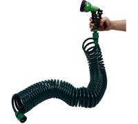 Plastique Kit flexible d'arrosage 15 m - Jardin urbain : tuyau spiralé, idéal pour balcon/terrasse/cour, aucun enroulement/déroule