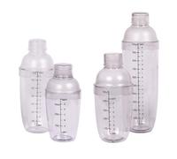 Plastique PC Shaker à Cocktail 500ml 4 Pièces | Finition Mate Transparente Antidérapante, Couvercle Amovible, Usage Bar et Mixologie, pour Vin ou Bubble Tea