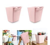 Plastique Porte gobelet suspendu, panier de chariot rangement organiseur mural, seau de conteneur de plantes, pot de fleurs artificiel/porte - stylo de maquillage, pour le Bureau, cuisine(2 rose)