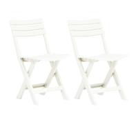 plastique résistant aux intempéries pliables pour jardin patio blanc 2 | Chaises de jardin pliables lot de 2 Plastique Blanc 44x41x78 cm résistantes aux intempéries pour patio balcon