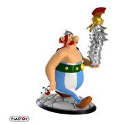 Plastoy Figurine Astérix Obélix – avec pile de casques et Idéfix – Plastique – 22 cm
