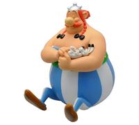 Plastoy Astérix Tirelire Chibi Obélix assis avec Idéfix - Plastique - 17 cm