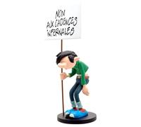 Plastoy Gaston Lagaffe Figurine Gaston et sa Pancarte Non aux cadences infernales - Résine - 24 cm