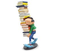 Plastoy Gaston Lagaffe Figurine Gaston Portant Une Pile de Livres - Résine - 25 cm