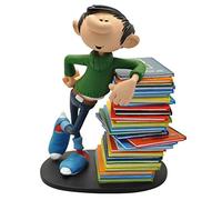 Plastoy Gaston Lagaffe Figurine Gaston s'appuyant sur une pile d'albums - Résine - 16 cm