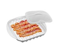 Plat à bacon avec Couvercle Anti-éclaboussures, Ustensile de Cuisine | Cuiseur à Bacon pour Micro-ondes Pour pizza, viande, hot-dogs, saucisses, tacos, préparation repas,