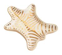 Plat à bagues, plateau à bijoux en céramique en forme de peau de tigre, 15 x 11, 4 x 1, 8 cm, plateau bijoux rayé doré, support décoratif pour collier, bague, boucle d'oreille et plus encore, bibelot