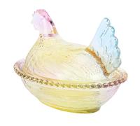 Plat à Bonbons Vintage en Forme de Poulet avec Couvercle, Bol à Collation Polyvalent pour Cadeaux en Verre 1 X (M)