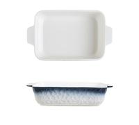 Plat à cocotte Moule à pâtisserie rectangulaire en céramique dégradé de couleurs, double poignée, vaisselle ménagère, rôtissage du riz cuit au four Plaques de four(Grigio,Grand)