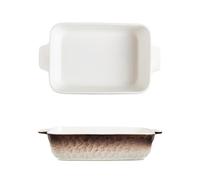 Plat à cocotte Moule à pâtisserie rectangulaire en céramique dégradé de couleurs, double poignée, vaisselle ménagère, rôtissage du riz cuit au four Plaques de four(Bruin,Grand)