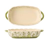 Plat à cocotte Moule à pâtisserie rectangulaire en céramique double poignée, motif muguet, 25,4 cm, 500 ml Plaques de four