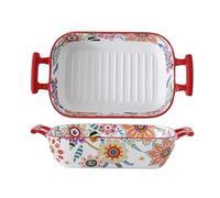 Plat à cocotte Moule à pâtisserie rectangulaire en céramique double poignée, motif papillon et fleur, 850 ml, for steaks rôtis Plaques de four