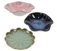 Plat à Condiments en Céramique, Assiette Japonaise Fleurie | Petite Vaisselle Vintage, Forme Feuille de Lotus, pour Vinaigre, Sushi et Service Raffiné à Table