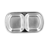 Plat à Condiments Résistant à la Corrosion, Sauce Hot Pot, Plat à Grille Divisée pour les Cuisines Professionnelles, en Acier Inoxydable 304 (2 compartiments)