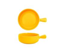 plat à four Bol de riz cuit au four 500ML, bol à salade fruits en céramique, cuisson poignée unique, poêle, petit déjeuner domestique, assiette plaque à pâtisserie(Orange)