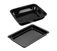 Dr. Oetker 9929450 Set de 2 Plats à Four, Plat de Cuisson, Plaque à pâtisserie, Plat Four, Plaque pâtisserie, Acier, Email, Noir, 42 x 29 x 4 cm et 40 x 34 x 8 cm