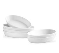 Plat à Four de Cuisson Porcelaine, Lot de 6 Plats à Gratin - Parfait pour Lasagnes, Quiché, Tiramisu et Gratins - Plat à Lasagnes en Céramique - Grand Plat à Gratin -340 ml, 19x11,4x3,5 cm
