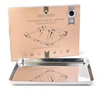 Plat à four en acier inoxydable non toxique pour rôtir et griller - Sans revêtement (31,5 x 24,5 x 2,5 cm)