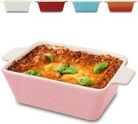 Plat à four en céramique pour 2 personnes - pour lasagnes, tiramisu et soufflés - bord extra haut - carré - bleu