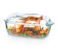 Plat à four en verre borosilicate - VILDE - 3 l et 1,5 l - Couvercle inclus - 32,5 x 19,5 x 13 cm