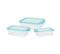 Plat À Four - Excellent Houseware - Set De 3 - Verre - Bleu/Blanc - Passe Au Lave-Vaisselle