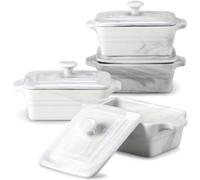 Plat à four haut de gamme – Forme rectangulaire – 4 pièces – 390 ml – Aspect marbré – Plat à rôtir