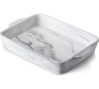 Plat à four impérial - Céramique - Rectangulaire - Aspect marbre - 2000 ml - Pour lasagnes et plats sautés