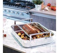 Plat à four Plaque à rôtir à anses larges + Grille Rectangle trilaminé Inox induction CRISTEL 40 cm