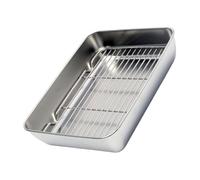 Plat à Four Rectangulaire Cuisson au Four Grille, en Acier Inoxydable | Fond Plat, Angles Arrondis, Surface Lisse sans Bavures, pour Viandes, Biscuits, Préparation Maison et Chefs de Restaurant