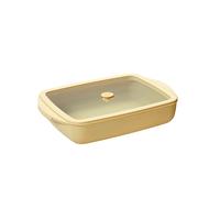 Plat à four rectangulaire en verre borosilicate avec couvercle Crème 1,6 L Pebbly
