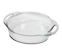 Plat à four rond avec anses, moule de cuisson en verre, capacité 2.4 L - Longueur 32.2 x Profondeur 26.3 x Hauteur 5.8 cm -JUANIO- Transparent G