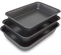 Plat à four - Rôtissoire - Cocotte - Moule à pâtisserie - Revêtement antiadhésif - Aluminium - Lot de 3 pièces