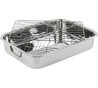 Plat à gratin en acier inoxydable MGE – Plat à gratin avec grille – Grand plat à gratin – Moule à lasagnes – Plat à gratin pour lasagnes, poulet et légumes – Couleur argent – 30 cm