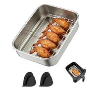 Plat à gratin en acier inoxydable pour friteuse à air chaud, universel, compatible avec la plupart des Airfryer, 20 × 15,3 × 5 cm, robuste et facile à nettoyer