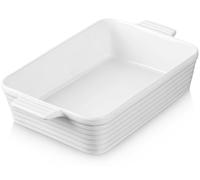 Plat à gratin en céramique, 4,9 l, profond, rectangulaire, plat à lasagnes, plat à gratin avec poignées, grande porcelaine, résistant au four, ustensile de cuisine, moule à brownies, macaroni au froma