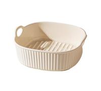 Plat à gratin en céramique pour friteuse à air chaud, plat à gratin carré coloré émaillé rond avec poignées pour friteuse à lasagnes, frites, soupe (jaune pâle)