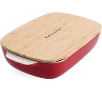 Plat à gratin en grès KitchenAid avec couvercle, revêtement antiadhésif en céramique, lavable au lave-vaisselle