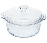 Plat à gratin en verre avec couvercle, lot de plats à gratin ronds en verre, plat à gratin allant au four avec poignées, pour une utilisation au four, en cuisine ou lors de réceptions, lavable au lave