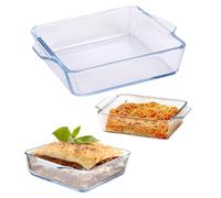 Plat à gratin en verre de 0,8 litre, 19,5 x 16,5 x 4,6 cm, verre borosilicaté, transparent, adapté au micro-ondes, au four, au réfrigérateur et au lave-vaisselle, 2 cm³, 0,8 litre, verre, transparent,