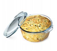 Plat à Gratin - KADAX - Rond - Verre Résistant à la Chaleur - 2.15L - Couvercle Inclus