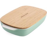 Plat à gratin KitchenAid en grès avec couvercle, revêtement antiadhésif en céramique, 40,4 x 24,8 cm