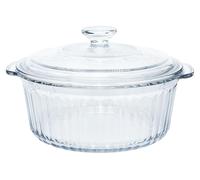 Plat à gratin ovale en verre borosilicaté (2,5 litres) avec couvercle et poignées, plat à gratin rond en verre pour four et micro-ondes, plat à gratin transparent sans plomb avec couvercle en verre po