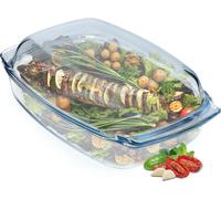 Plat à gratin - Porcelaine - 5 l - Rectangulaire - Avec couvercle - Va au four