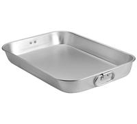 Plat à gratin rectangulaire en acier inoxydable avec poignées, 36 x 27 x 7 cm, idéal pour les lasagnes, le poulet et les légumes, résistant à la chaleur et lavable au lave-vaisselle