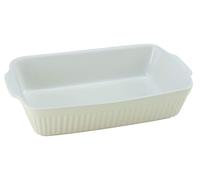 Plat à gratin rectangulaire en faïence, résistant au four jusqu'à 250 °C, lavable au lave-vaisselle, couleur crème, 33057, 34 x 20 x 5,5 cm