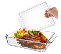 Plat à gratin rectangulaire en verre avec couvercle, 2 litres, 29 x 20 x 9 cm, plat à lasagnes, plat à gratin en verre, plat à rôtir, four, cuisinière électrique, plat à gratin résistant à la chaleur